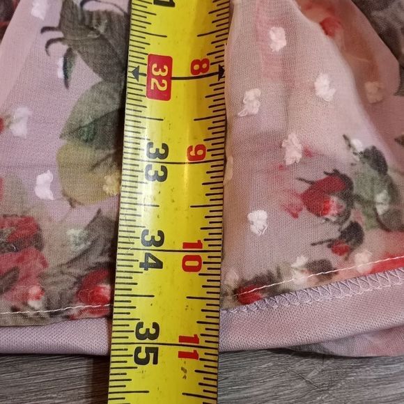 Boohoo Floral Print Belted Skater Dress Pleated Sleeve Size 12 Pink NWT - Picture 9 of 13